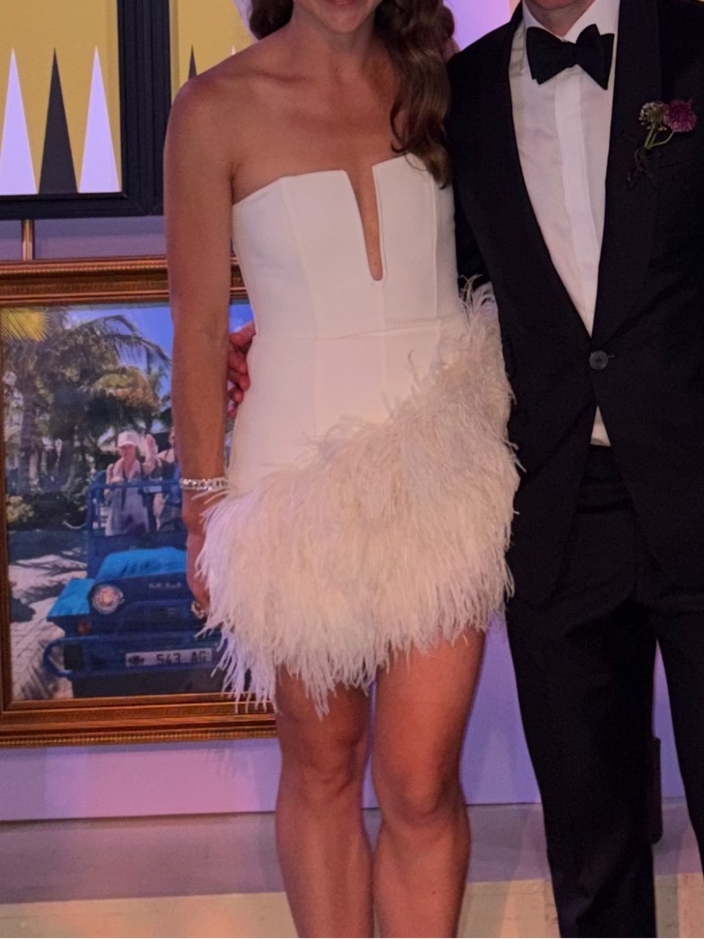 David Koma White Feather Cady Mini Dress